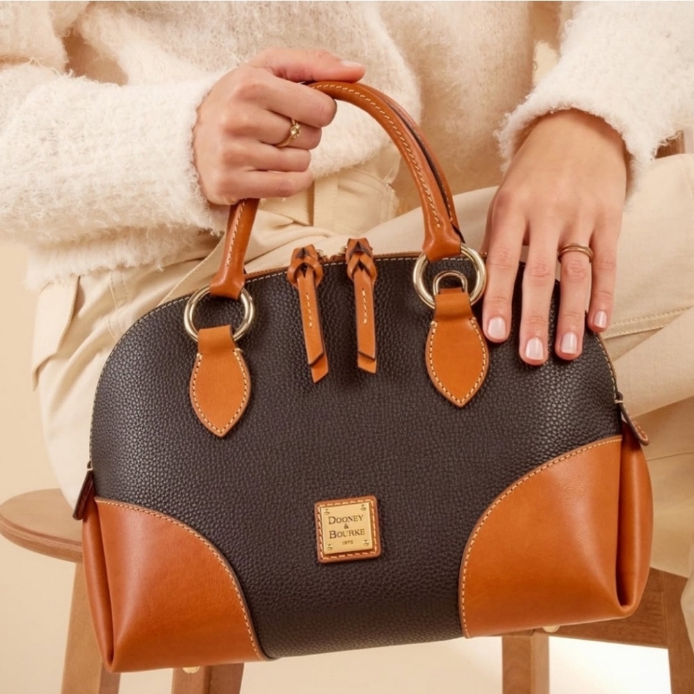 Dooney & Bourke Leather Pebble With Florentine Trim Domed Satchel NEW